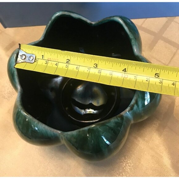 Vintage Blue Mountain BMP Pottery Green Drip Glazed Lotus Bowl Canada MCM - Picture 6 of 7